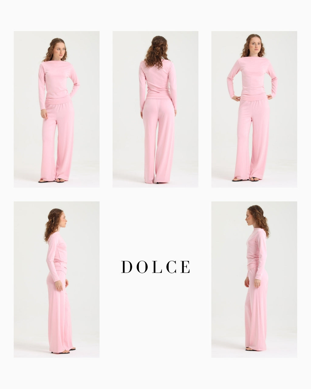 Dolce Pembe Kayık Yaka Bluz - Pantolon Set