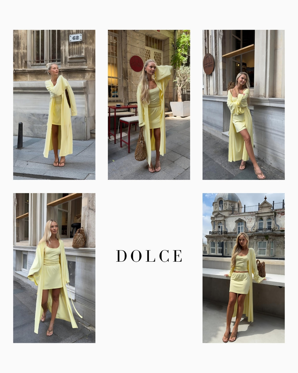 Dolce Soft Sarı Mini Etek - Askılı Top Set