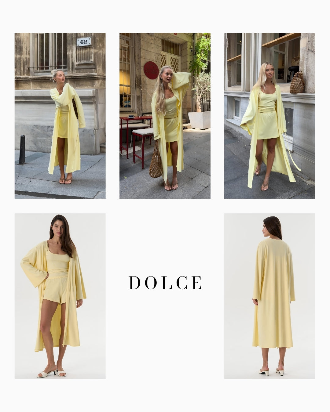 Dolce Soft Sarı Kuşaklı Kimono