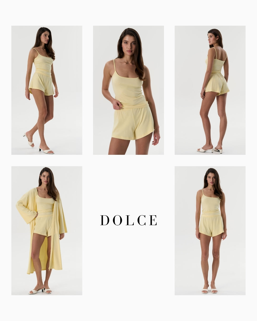 Dolce Soft Sarı Şort - Askılı Top Set