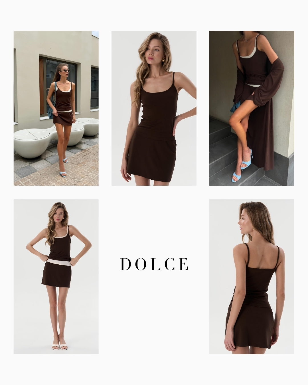 Dolce Acı Kahve Mini Etek - Askılı Top Set