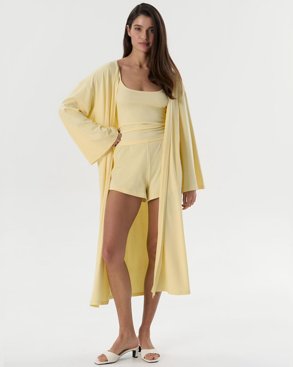 Dolce Soft Sarı Şort - Askılı Top Set