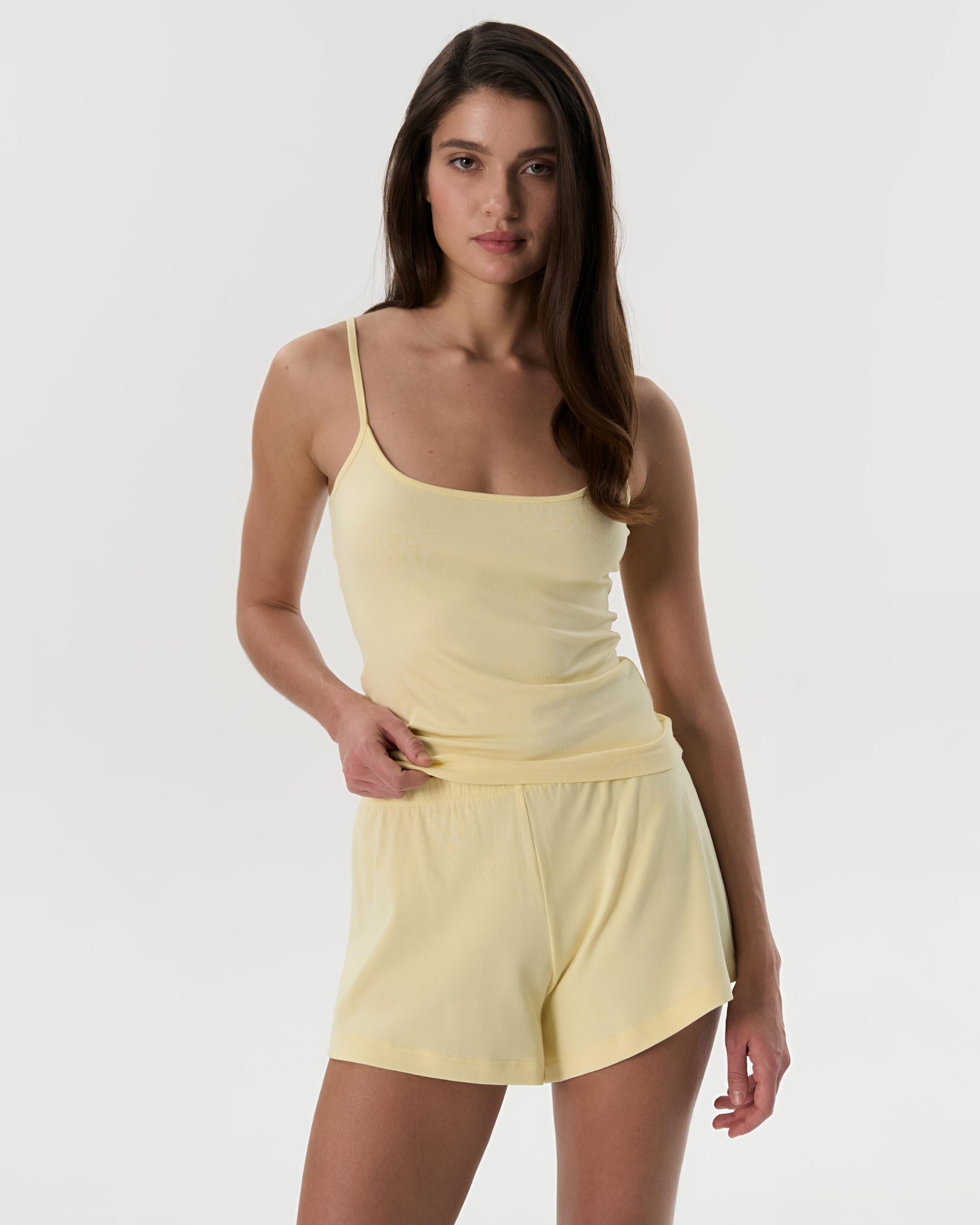 Dolce Soft Sarı Şort - Askılı Top Set