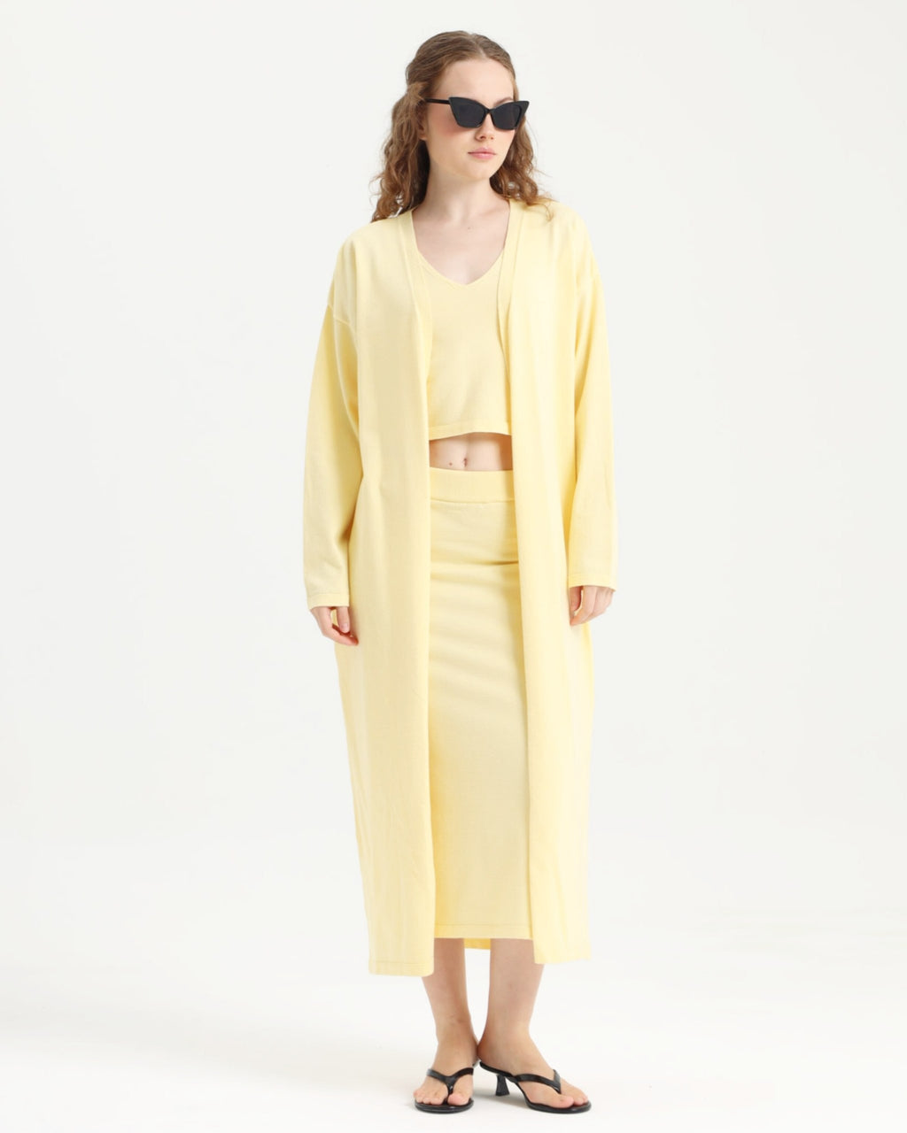 Luna Exclusive Soft Sarı Kimono