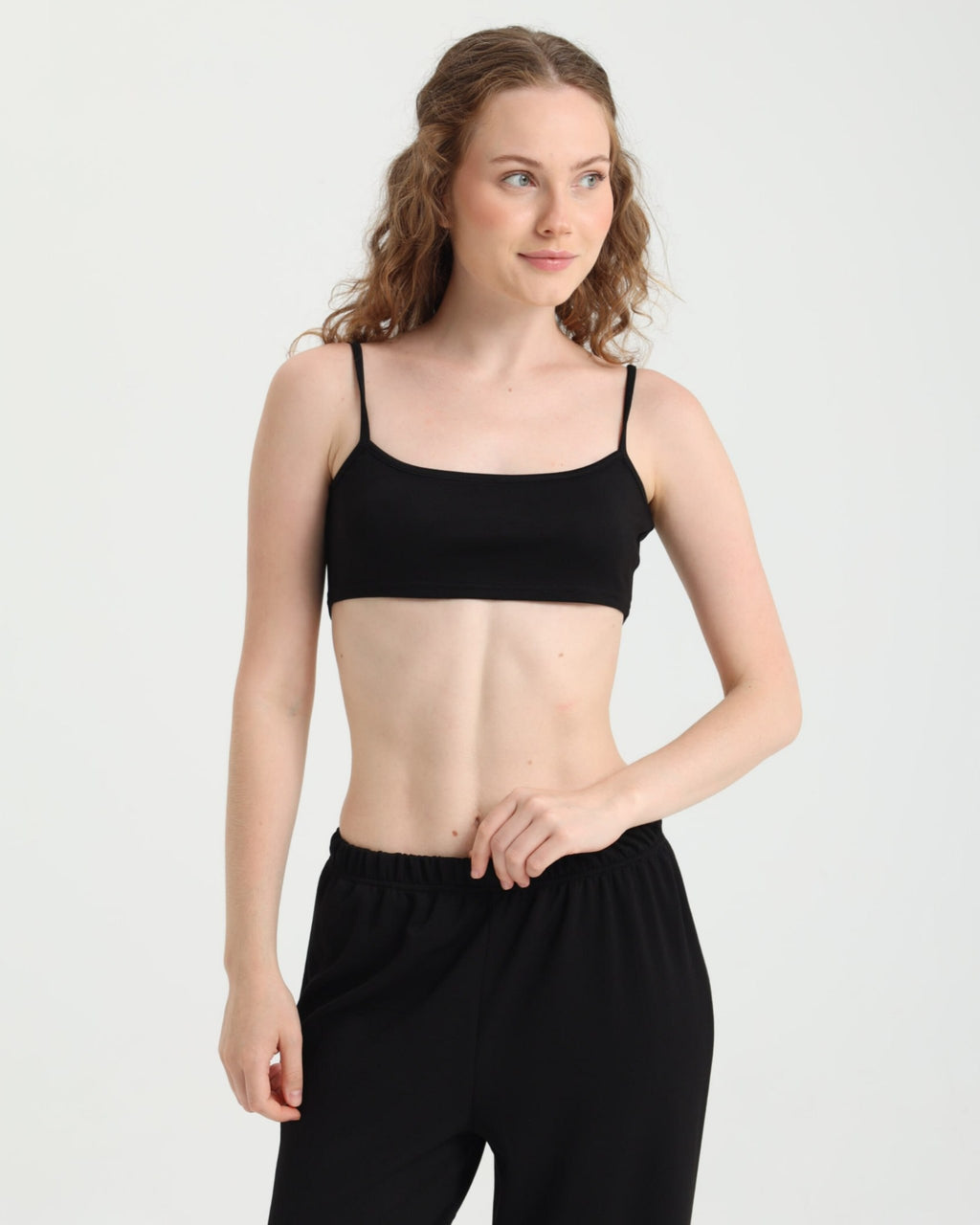 Dolce Siyah Askılı Crop Top