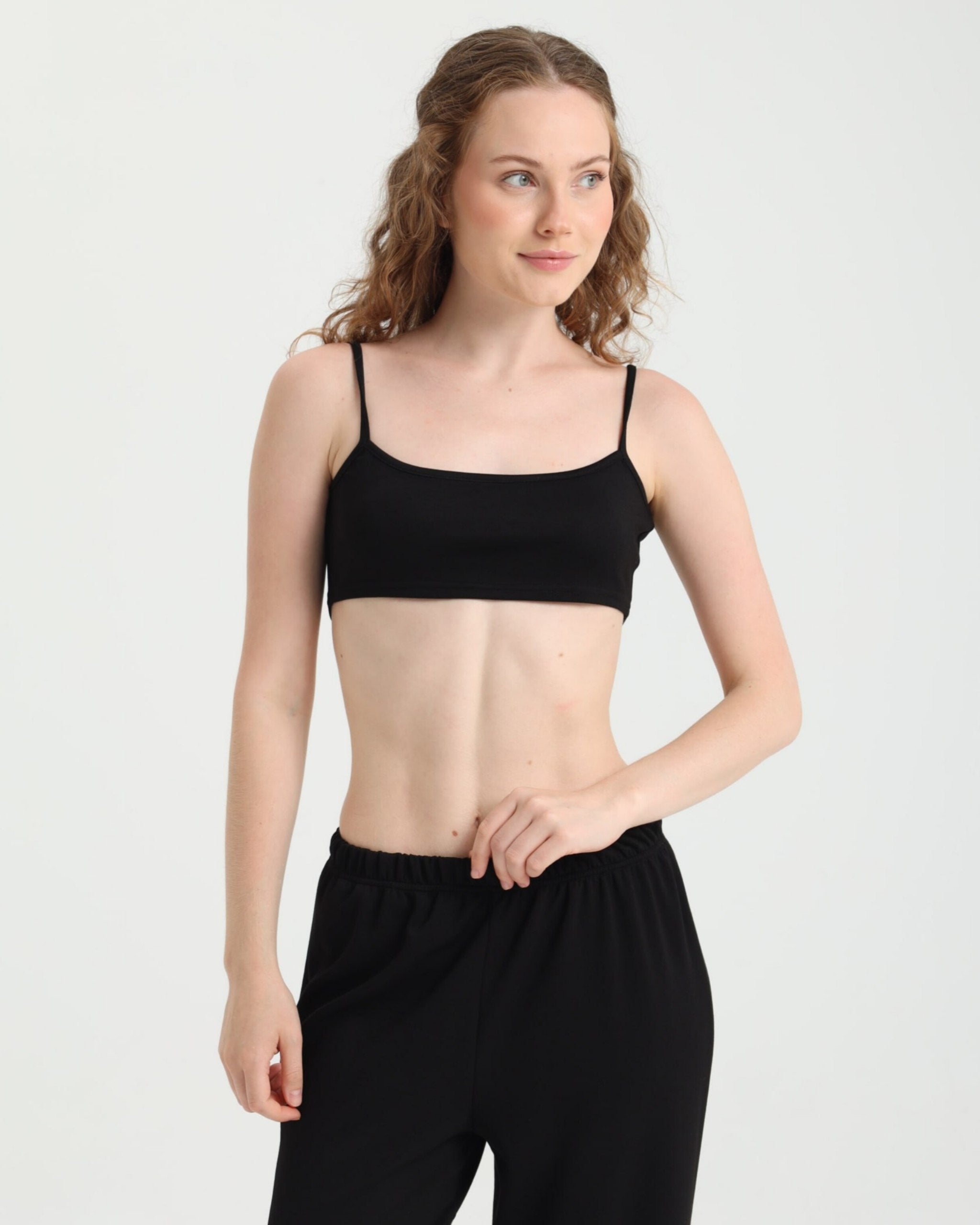 Dolce Siyah Askılı Crop Top