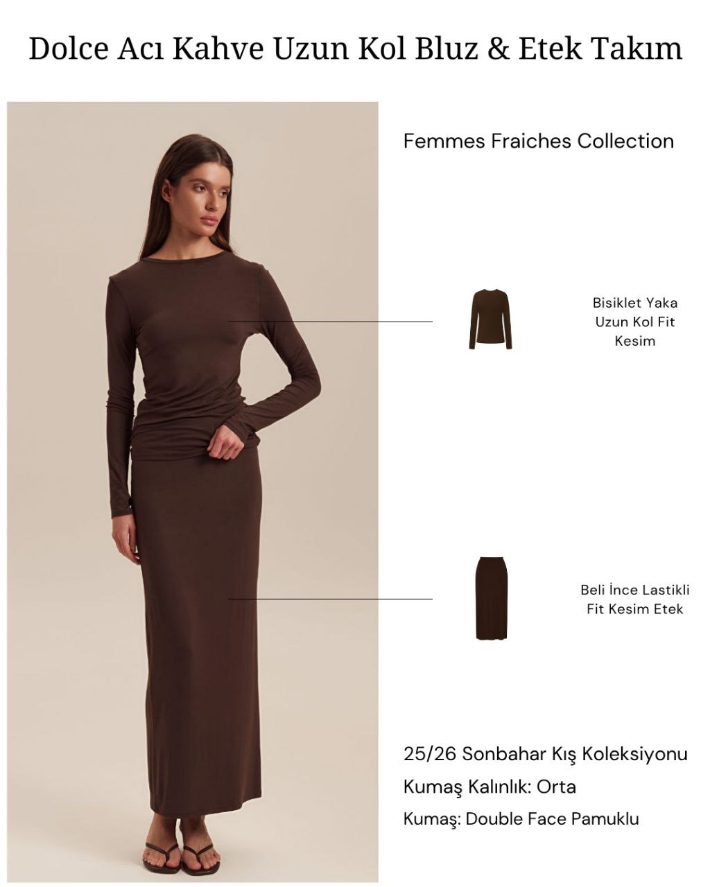 Dolce Acı Kahve Bluz - Etek Takım