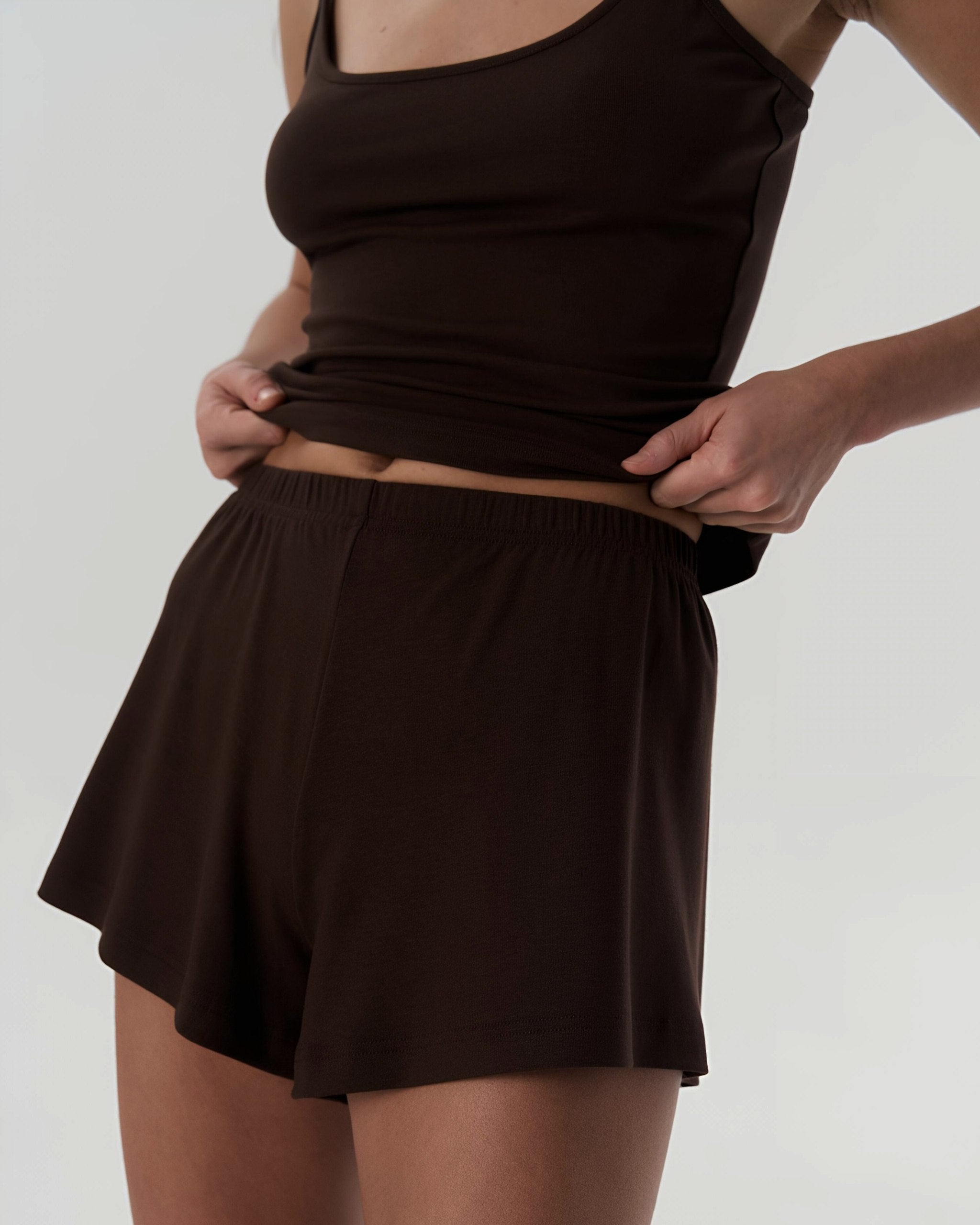 Dolce Acı Kahve Şort - Askılı Top Set