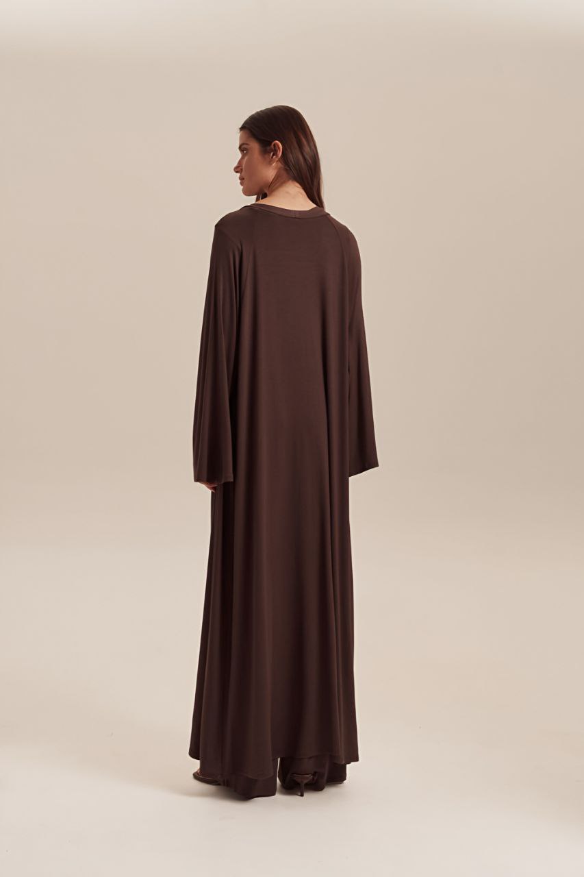 Dolce Acı Kahve T-shirt - Pantolon - Kimono Set