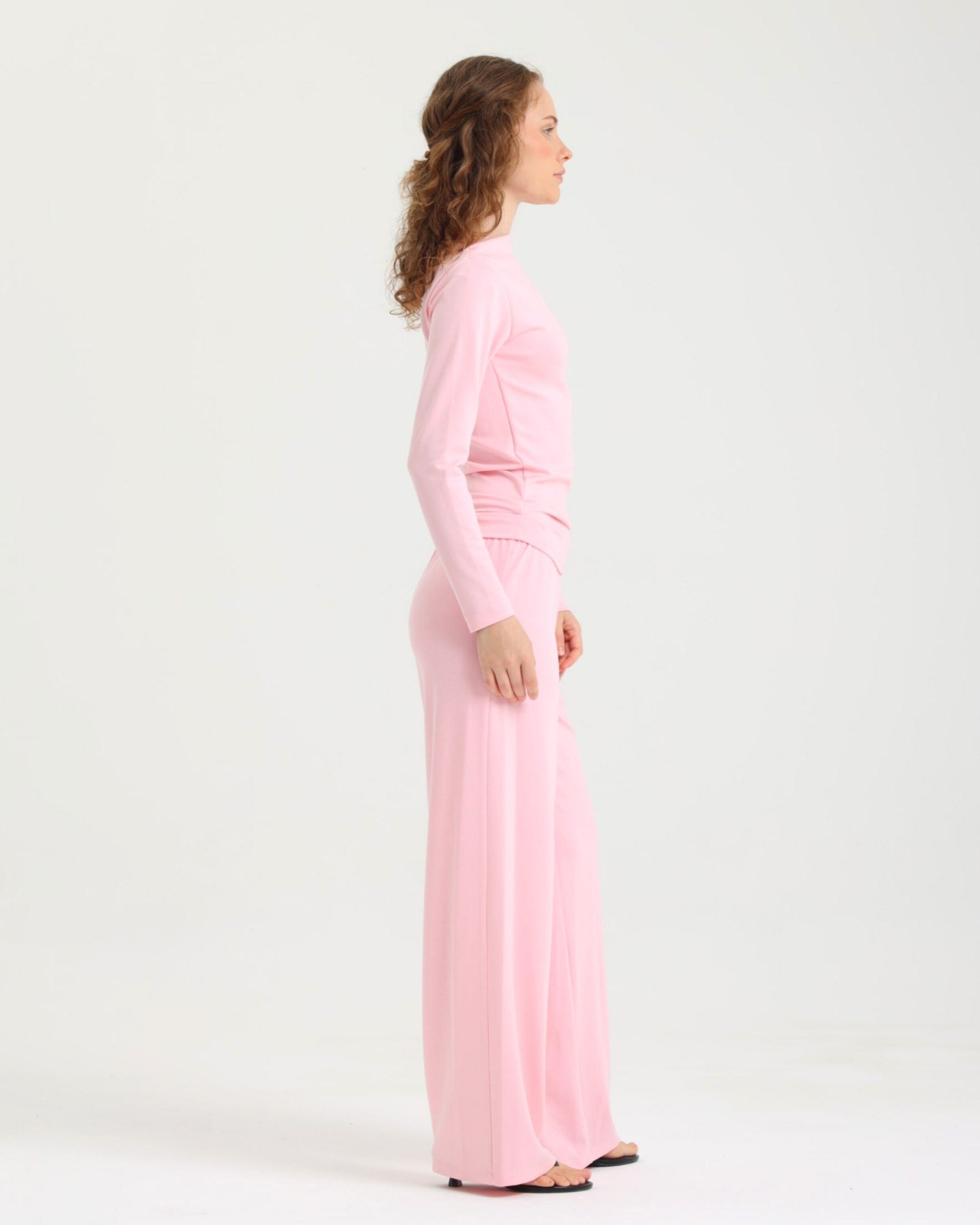 Dolce Pembe Kayık Yaka Bluz - Pantolon Set