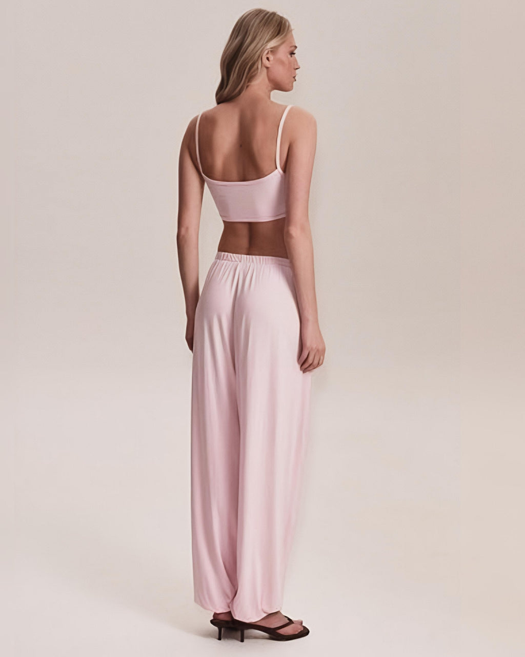 Dolce Pembe Pantolon - Crop Top - Kimono Set