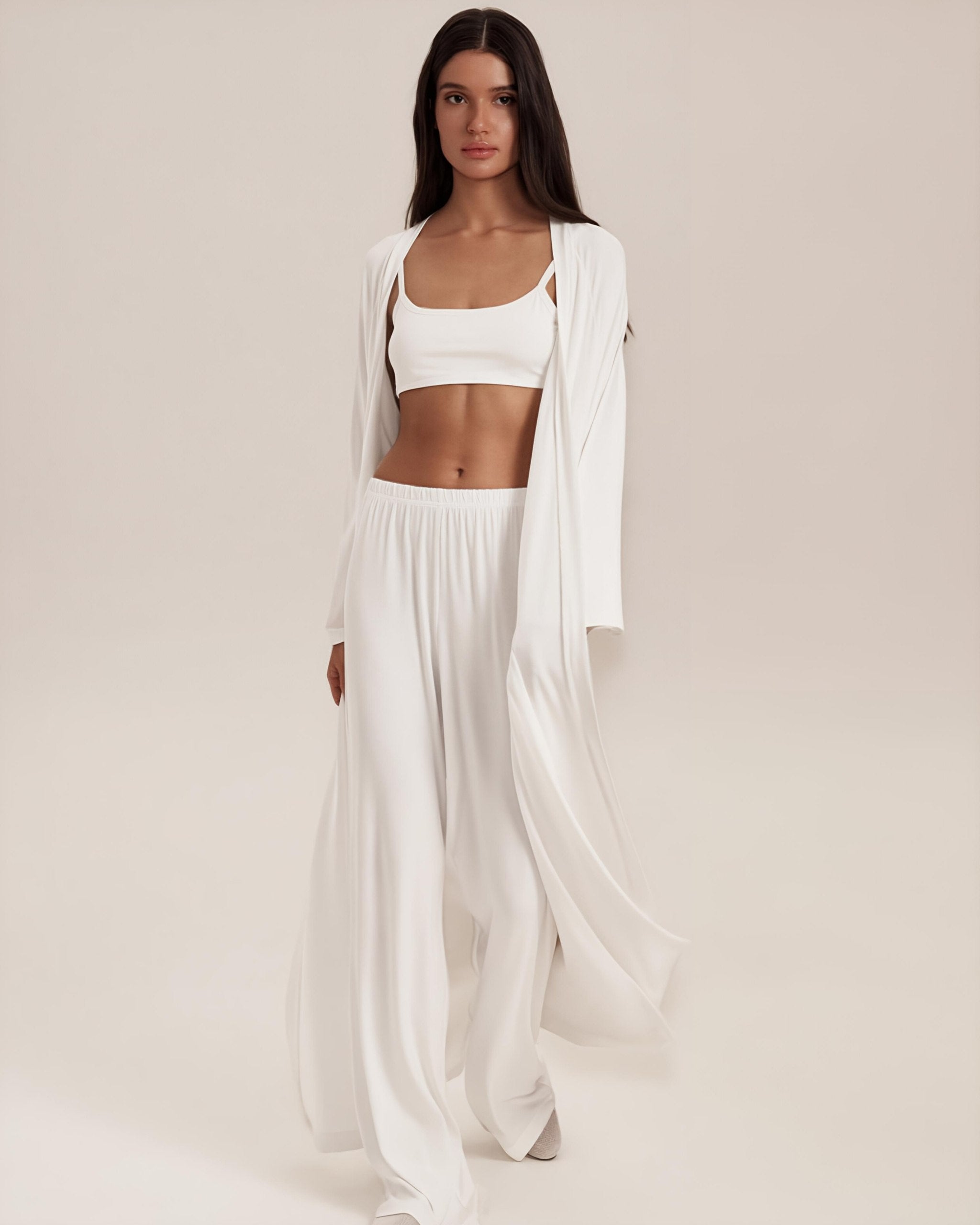 Dolce Beyaz Pantolon - Kimono Set