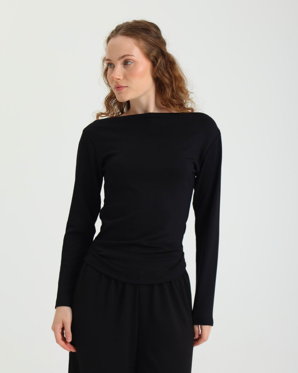 Dolce Siyah Kayık Yaka Bluz - Pantolon Set