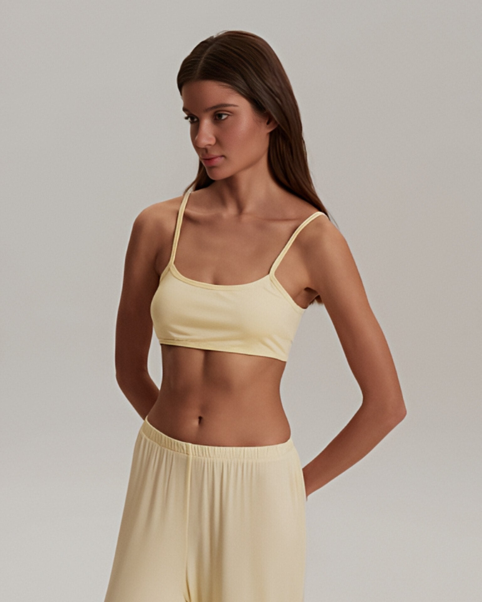 Dolce Sarı Askılı Crop Top