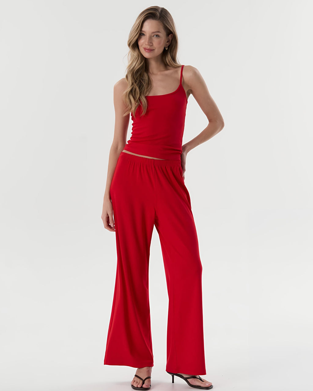 Dolce Kırmızı Askılı Top - Pantolon Set