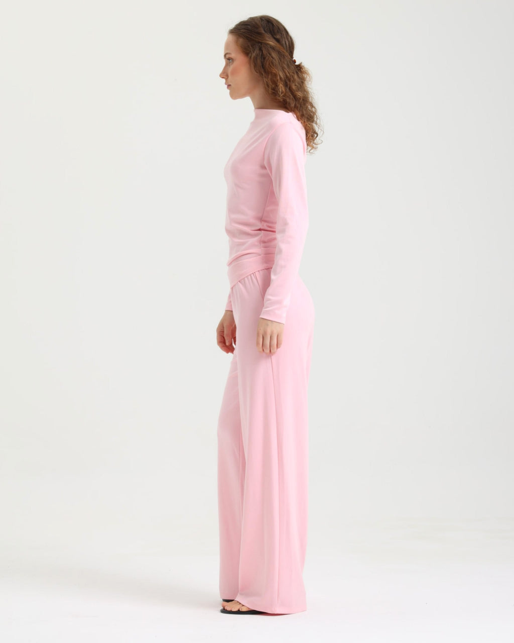 Dolce Pembe Kayık Yaka Bluz - Pantolon Set