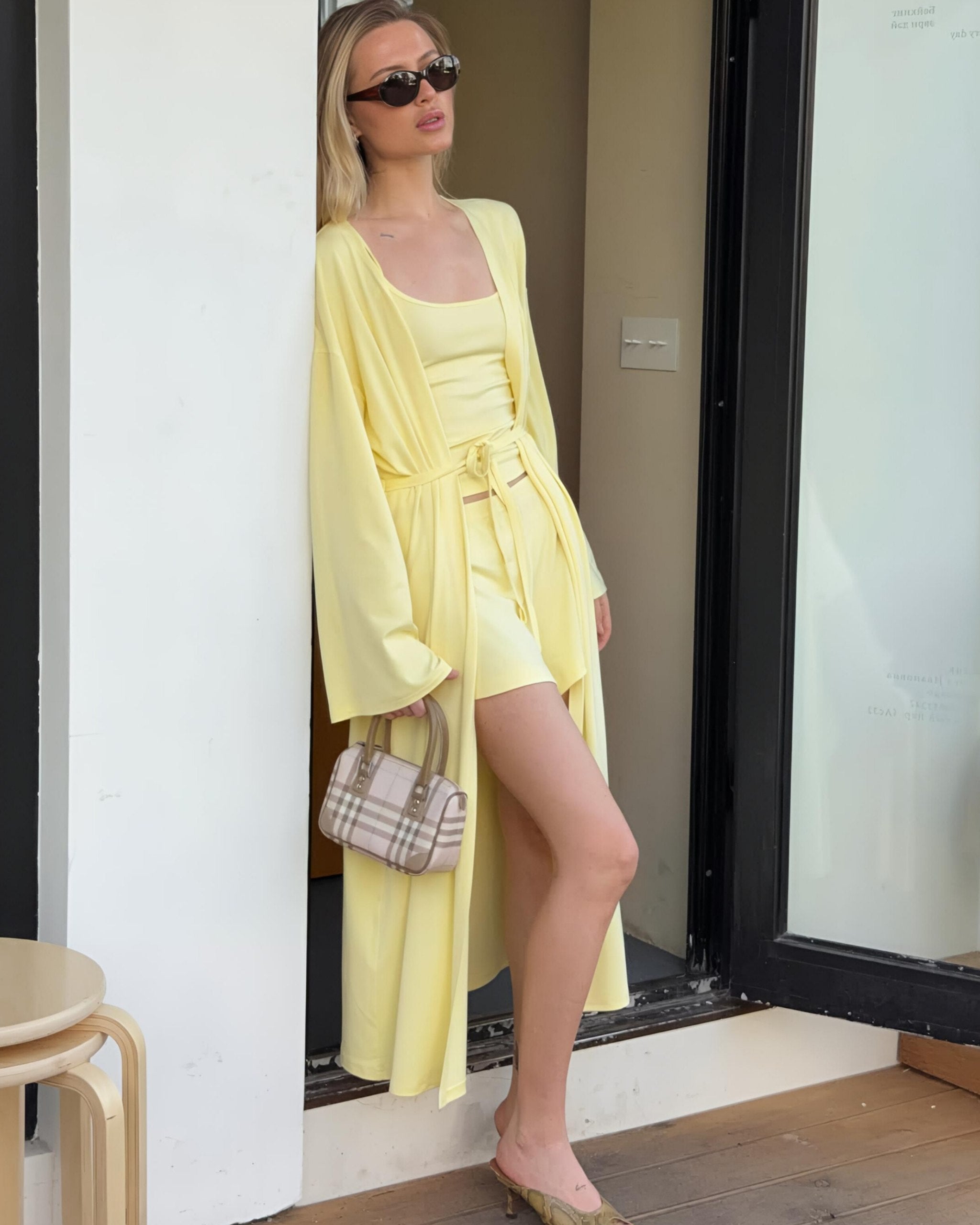 Dolce Soft Sarı Şort - Askılı Top Set