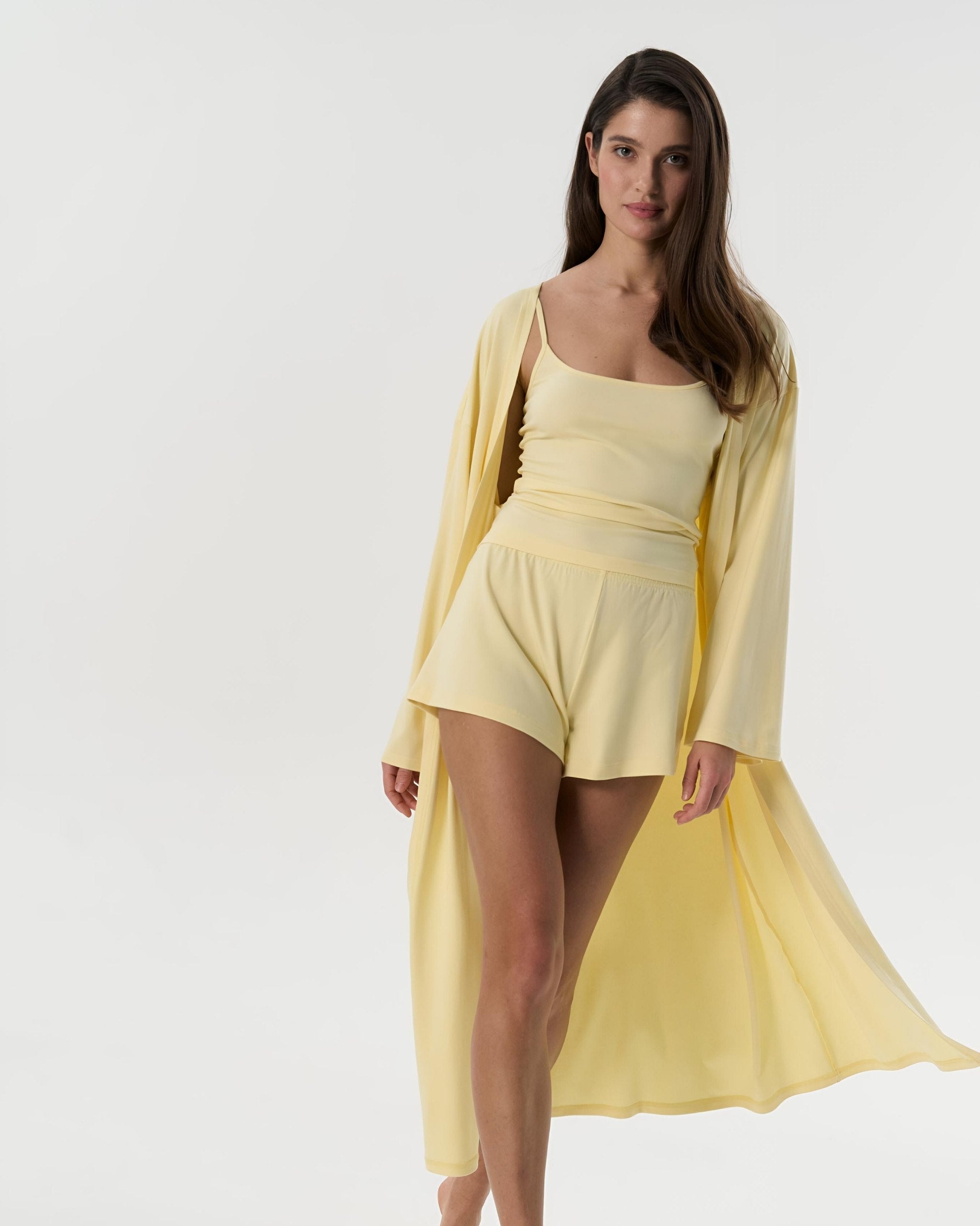 Dolce Soft Sarı Kuşaklı Kimono