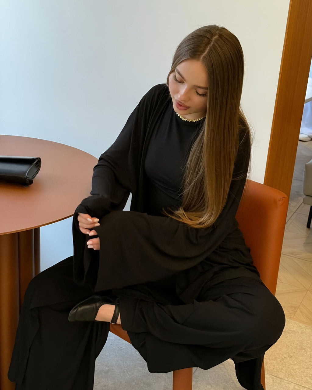 Dolce Siyah T-shirt - Pantolon - Kimono Set