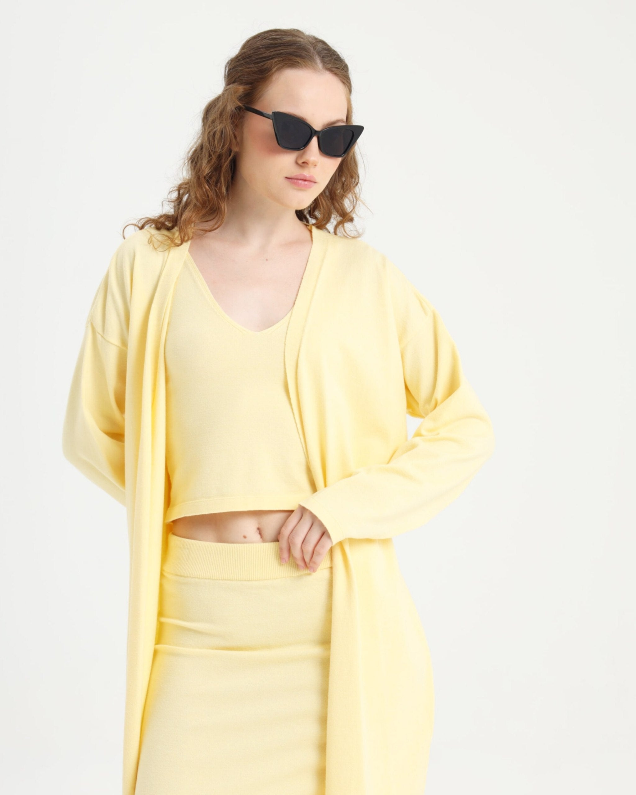 Luna Exclusive Soft Sarı Kimono