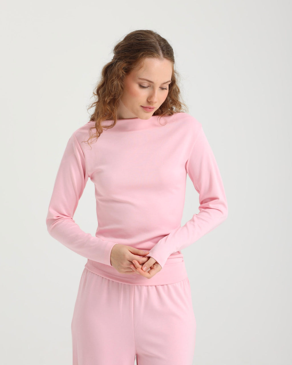Dolce Pembe Kayık Yaka Bluz - Pantolon Set