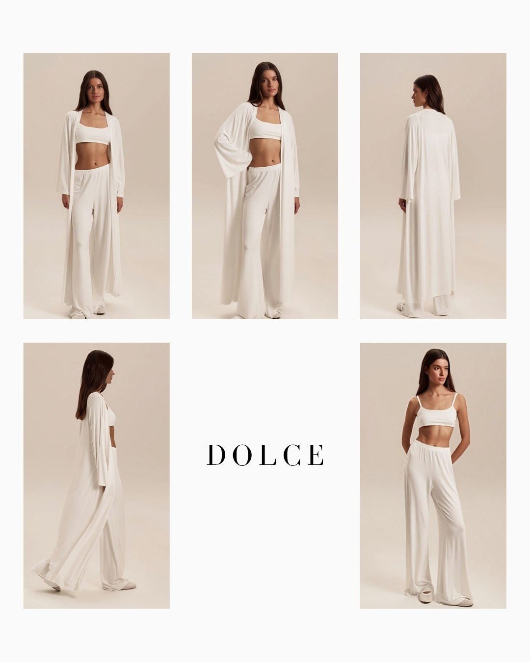 Dolce Beyaz Pantolon - Kimono Set