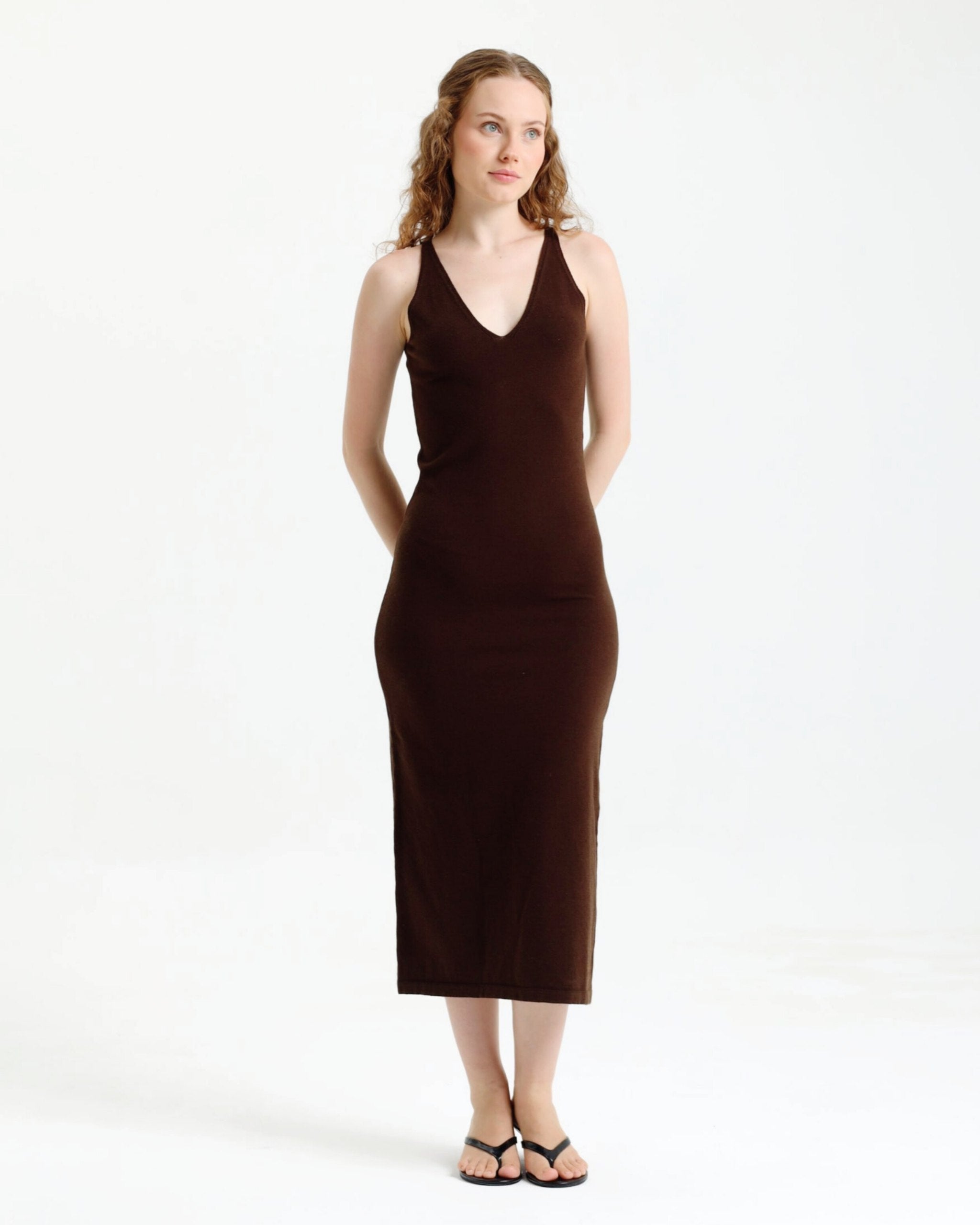Luna Exclusive Acı Kahve Elbise