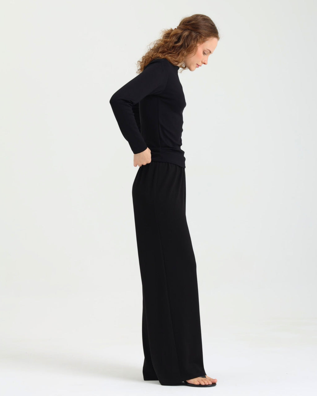 Dolce Siyah Kayık Yaka Bluz - Pantolon Set