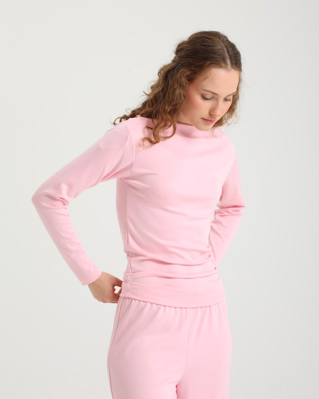 Dolce Pembe Kayık Yaka Bluz - Pantolon Set