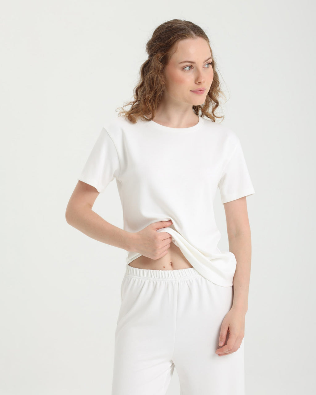 Dolce Beyaz Pantolon - T-shirt Set