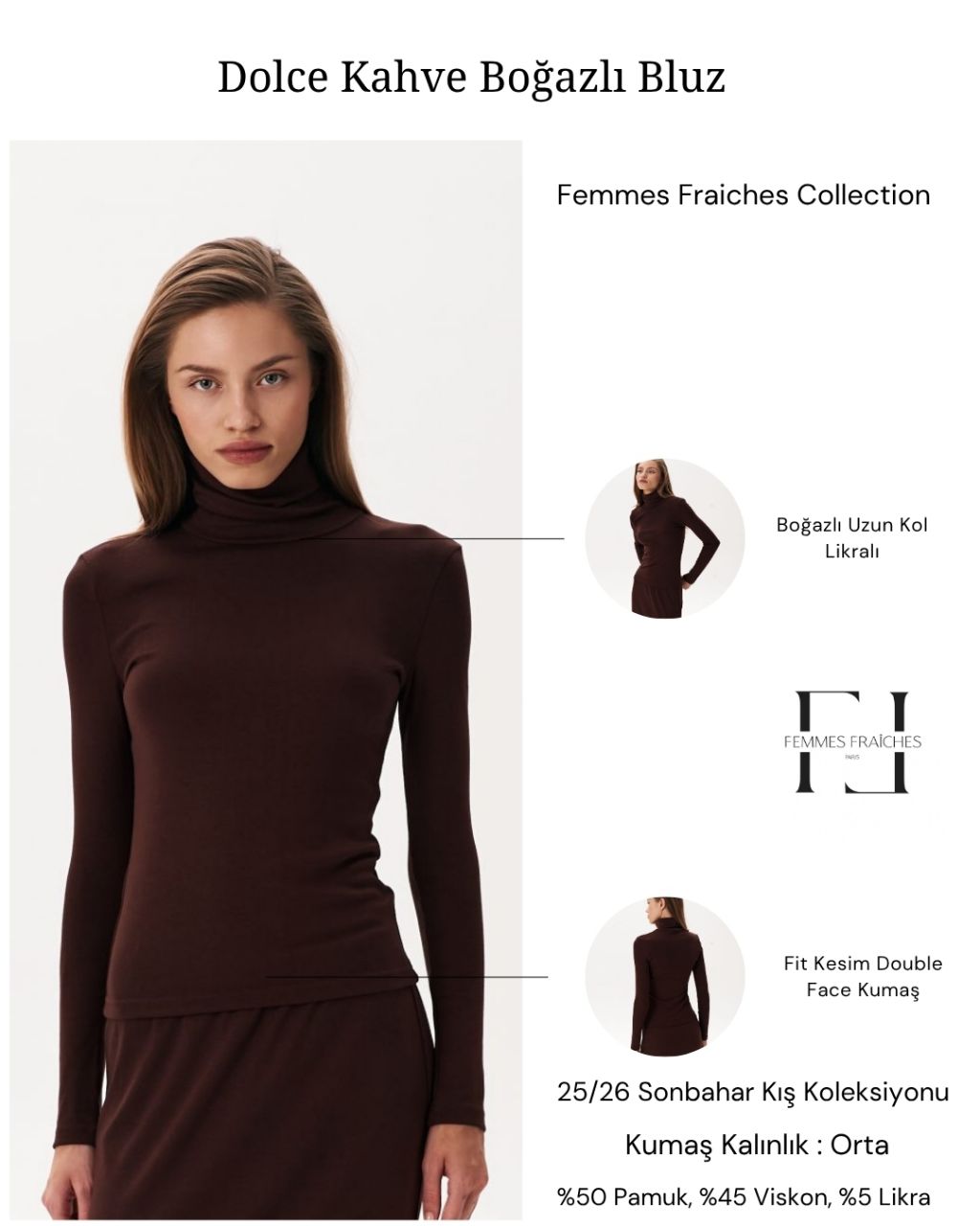 Dolce Acı Kahve Boğazlı Bluz
