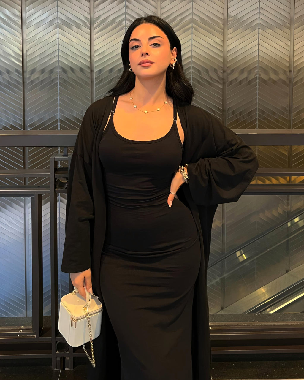 Dolce Siyah Askılı Elbise Set