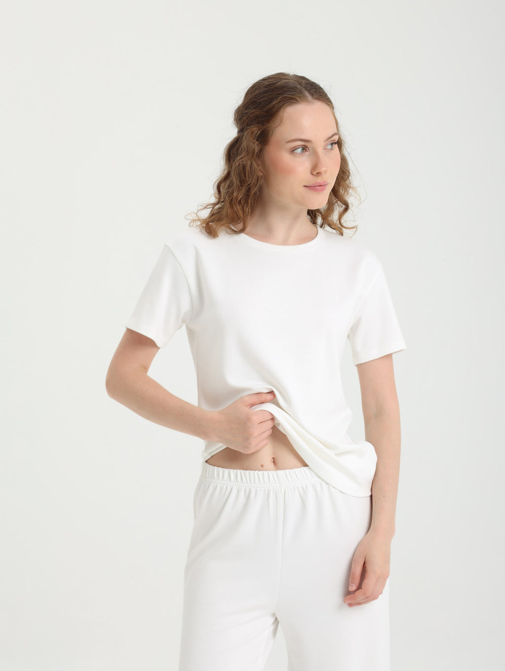 Dolce Beyaz Pantolon - T-shirt Set