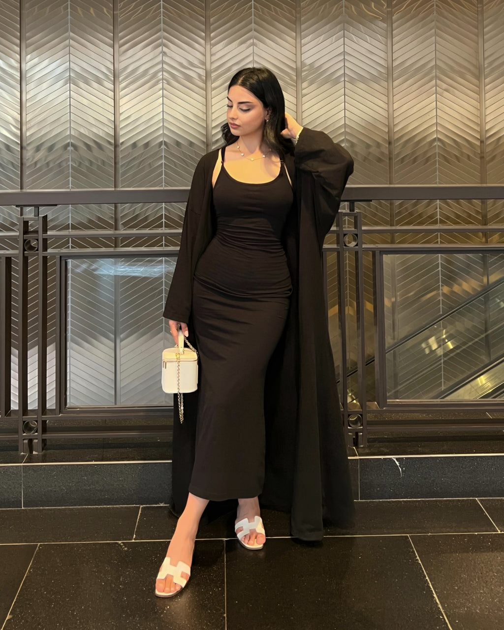 Dolce Siyah Askılı Elbise Set