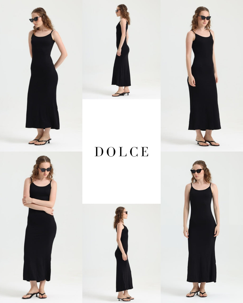 Dolce Siyah Askılı Elbise