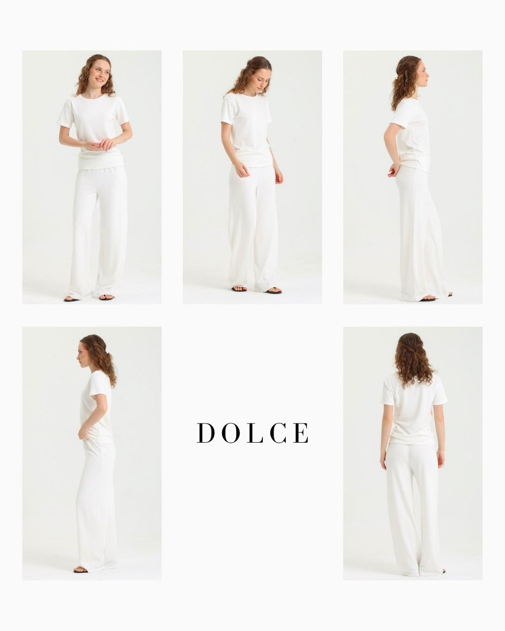 Dolce Beyaz Pantolon - T-shirt Set