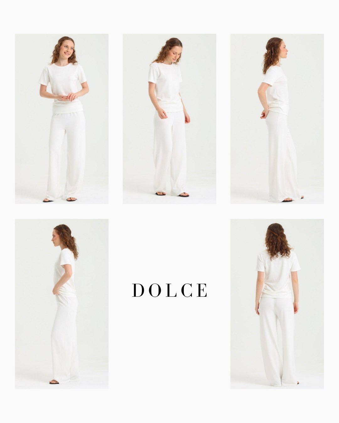 Dolce Beyaz Pantolon - T-shirt Set
