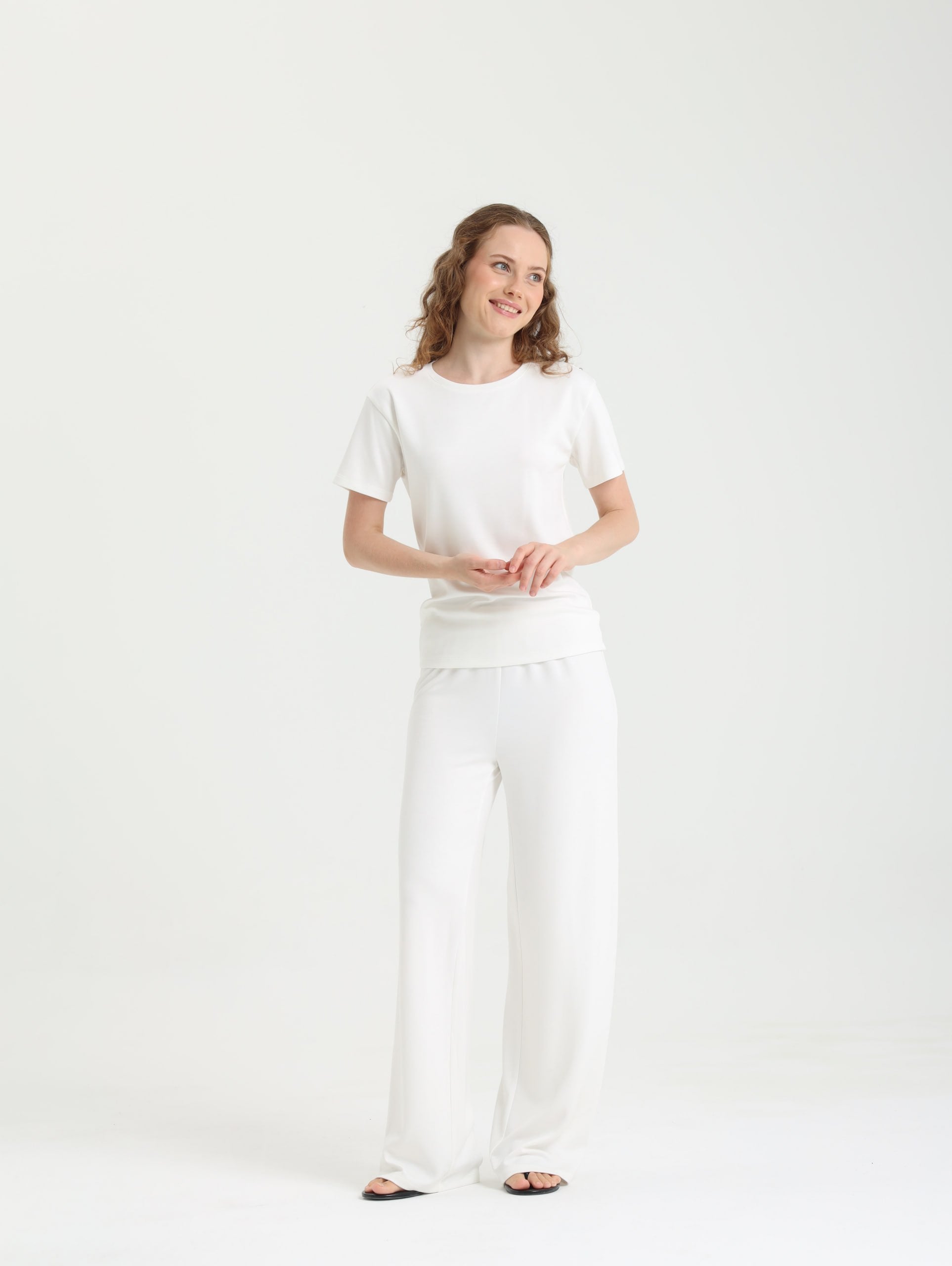 Dolce Beyaz Pantolon - T-shirt Set