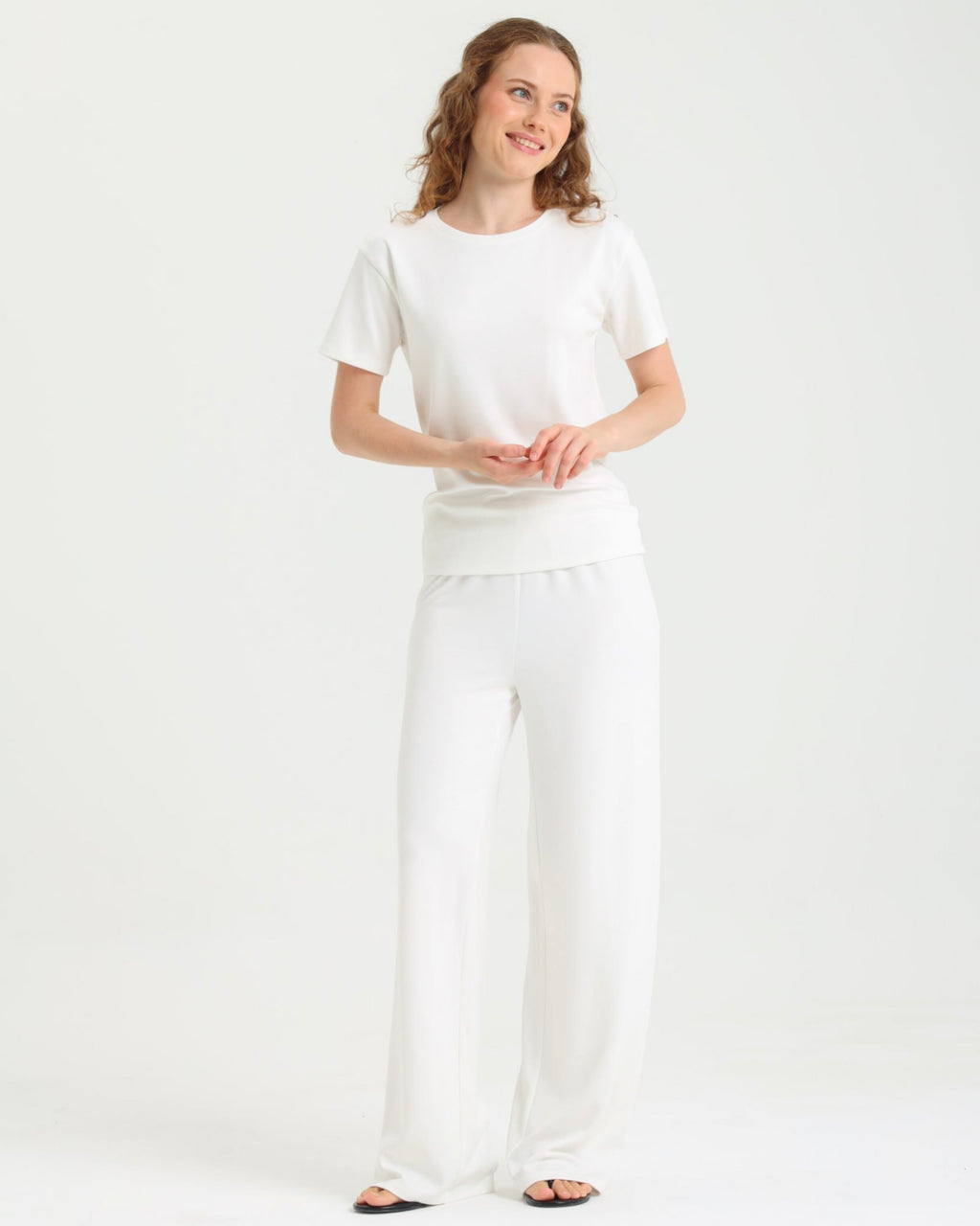 Dolce Beyaz Pantolon - T-shirt Set